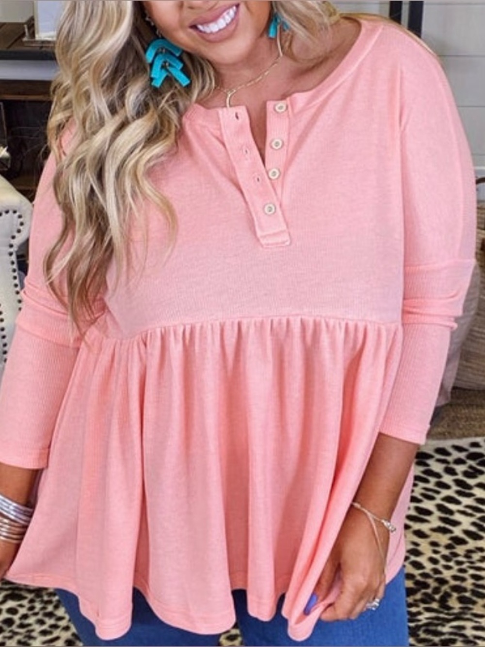 Light Coral Baby Doll Top
